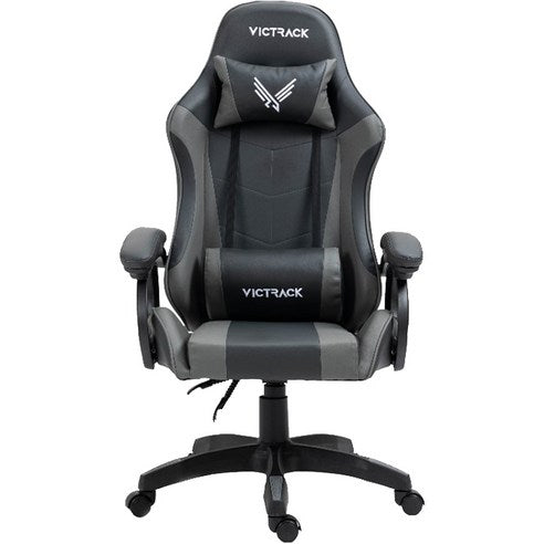 Victrack Basic Gaming Chair, Computer Chair, Height Adjustable, with 360°-Swivel Seat and Headrest and for Office or Gaming, A-01, Grey and Black