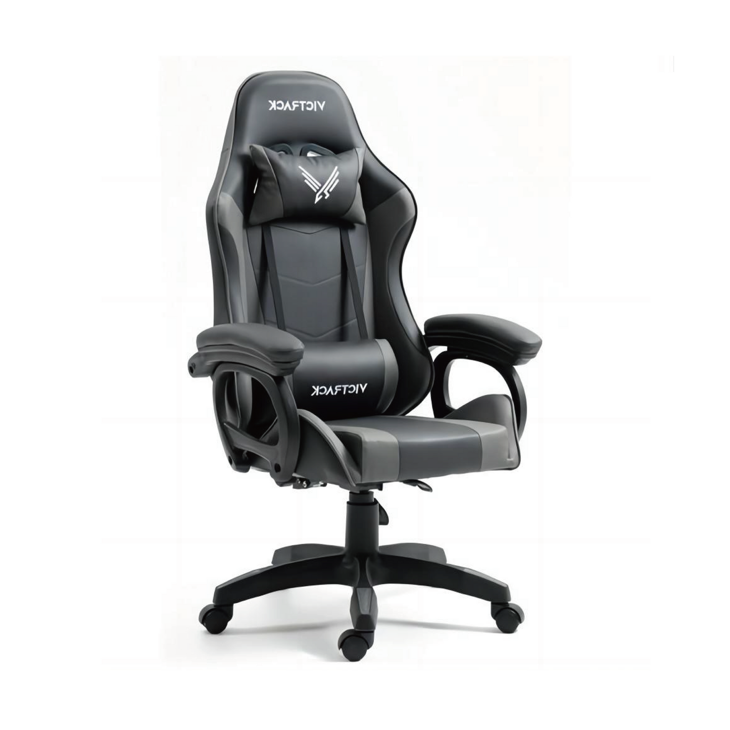Victrack Basic Gaming Chair, Computer Chair, Height Adjustable, with 360°-Swivel Seat and Headrest and for Office or Gaming, A-01, Grey and Black