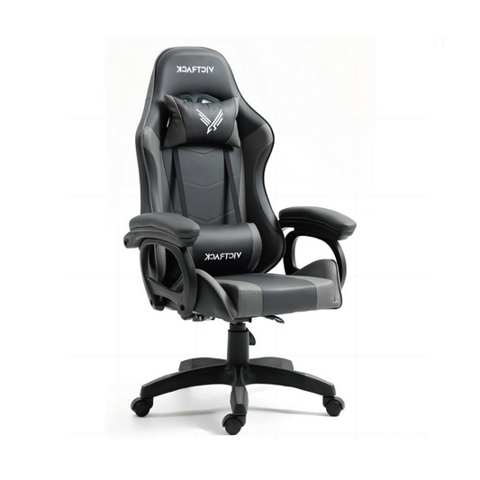 Victrack Basic Gaming Chair, Computer Chair, Height Adjustable, with 360°-Swivel Seat and Headrest and for Office or Gaming, A-01, Grey and Black
