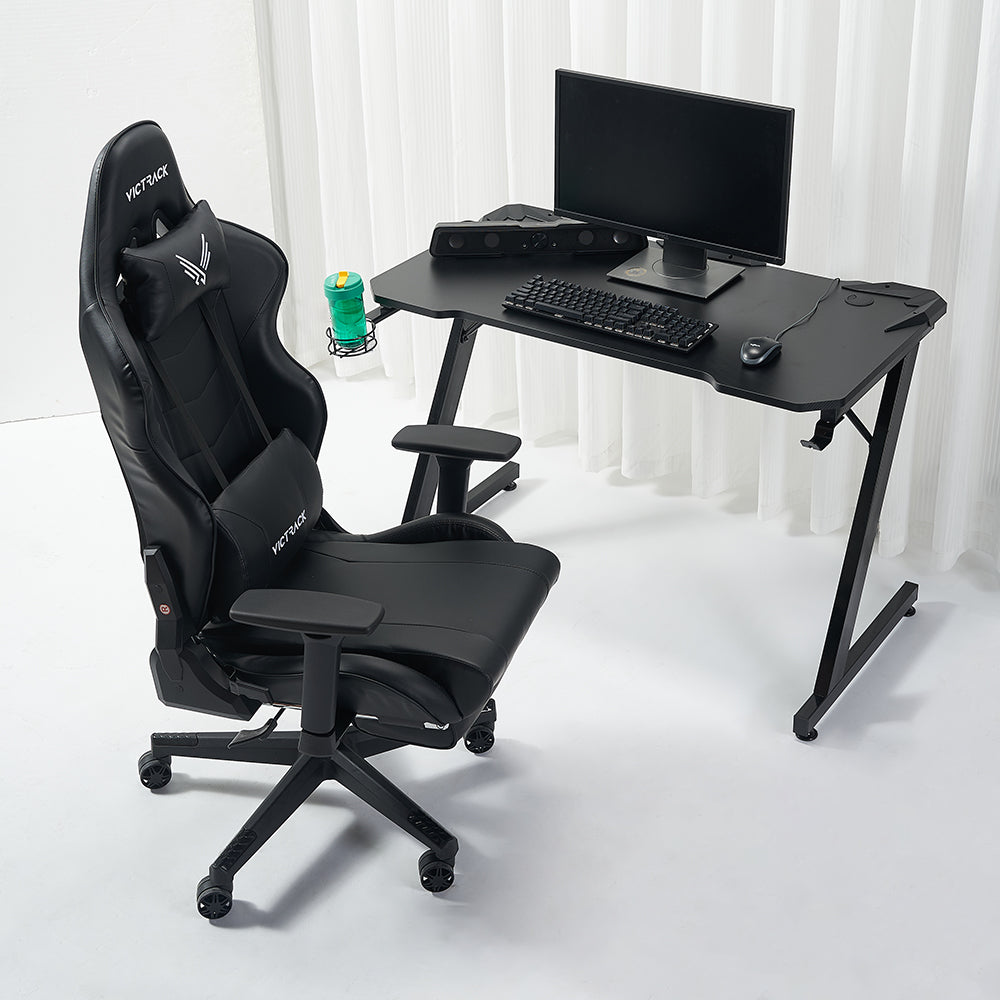 Victrack Carbon Texture Z-Type Steel Frame Computer Standard Gaming Desk GD-02