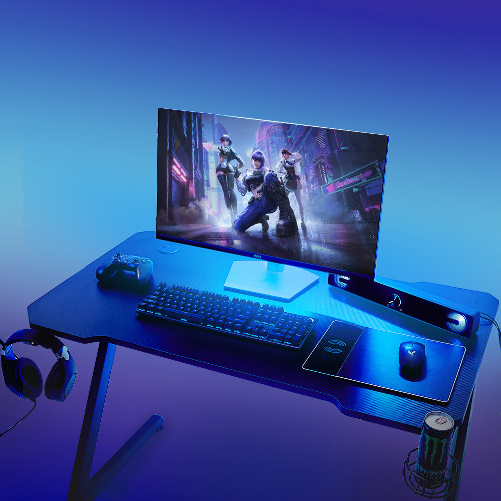 Victrack Carbon Texture Z-Type Steel Frame Computer Standard Gaming Desk GD-01